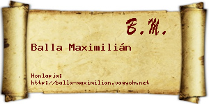 Balla Maximilián névjegykártya